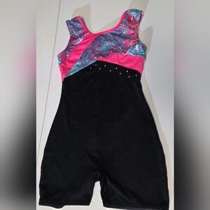 Freestyle by Danskin Girl's Pink/Black Unitard Size 7/8